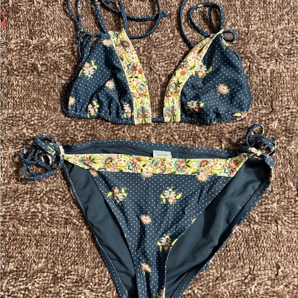 Shade & Shore Navy Floral Bikini Set